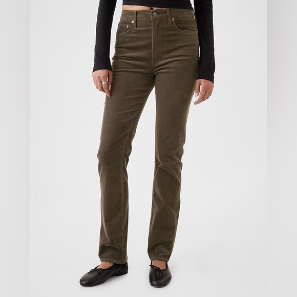 NWT GAP High Rise Vintage Slim Corduroy in Olive Green - Picture 1 of 7